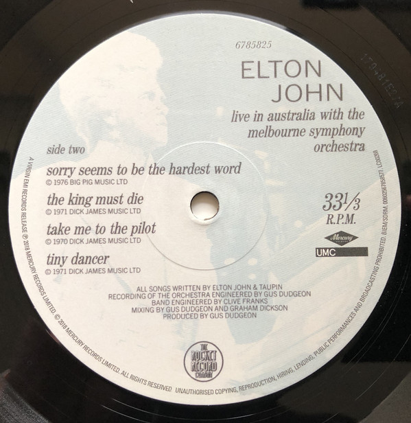 Рок UMC/Mercury UK Elton John, Live In Australia With The Melbourne Symphony Orchestra (Remastered 2018) - фото 3