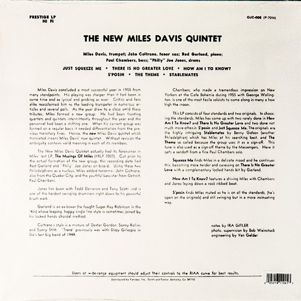 Джаз Universal (Aus) Miles Davis - Miles: The New Miles Davis Quintet (Original Jazz Classics) (Black Vinyl LP) - фото 2