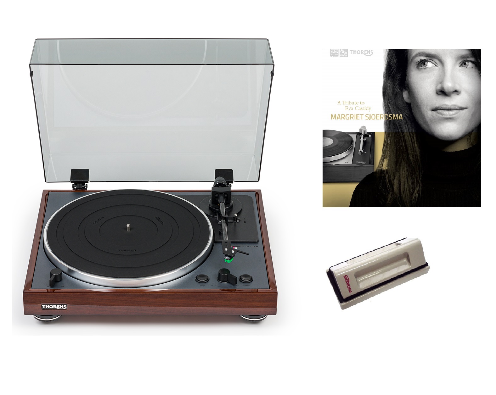 Проигрыватели винила Thorens TD 102 A Walnut + CLEANING VELVET + LP Margriet Sjoerdsma – A Tribute To Eva Cassidy 1600w steam iron industrial electric iron pressure type flask full steam ironing all in one clothing dry cleaning curtain shop