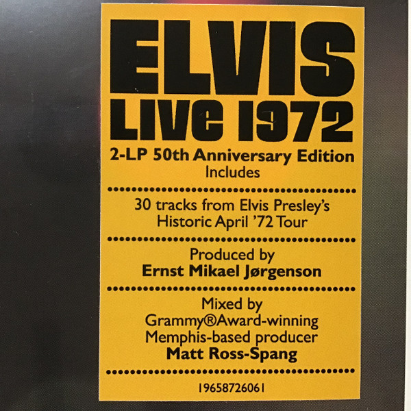 Рок-н-ролл RCA PRESLEY ELVIS - Elvis Live 1972 (2LP) - фото 7