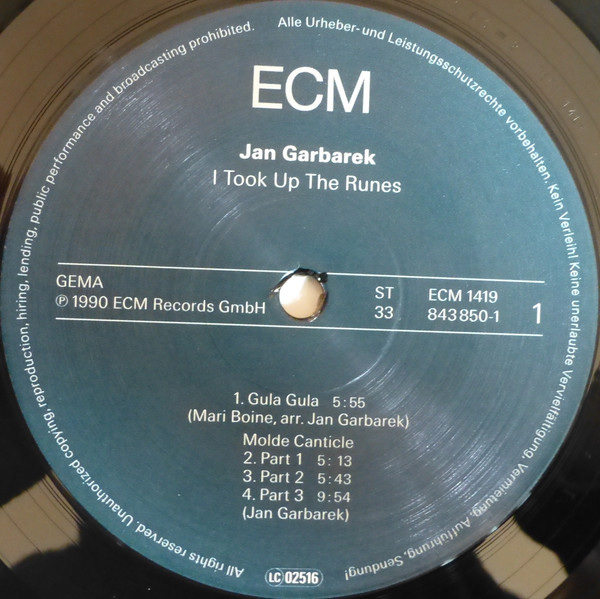 Джаз ECM Garbarek, Jan, I Took Up The Runes (180 Gram) - фото 4