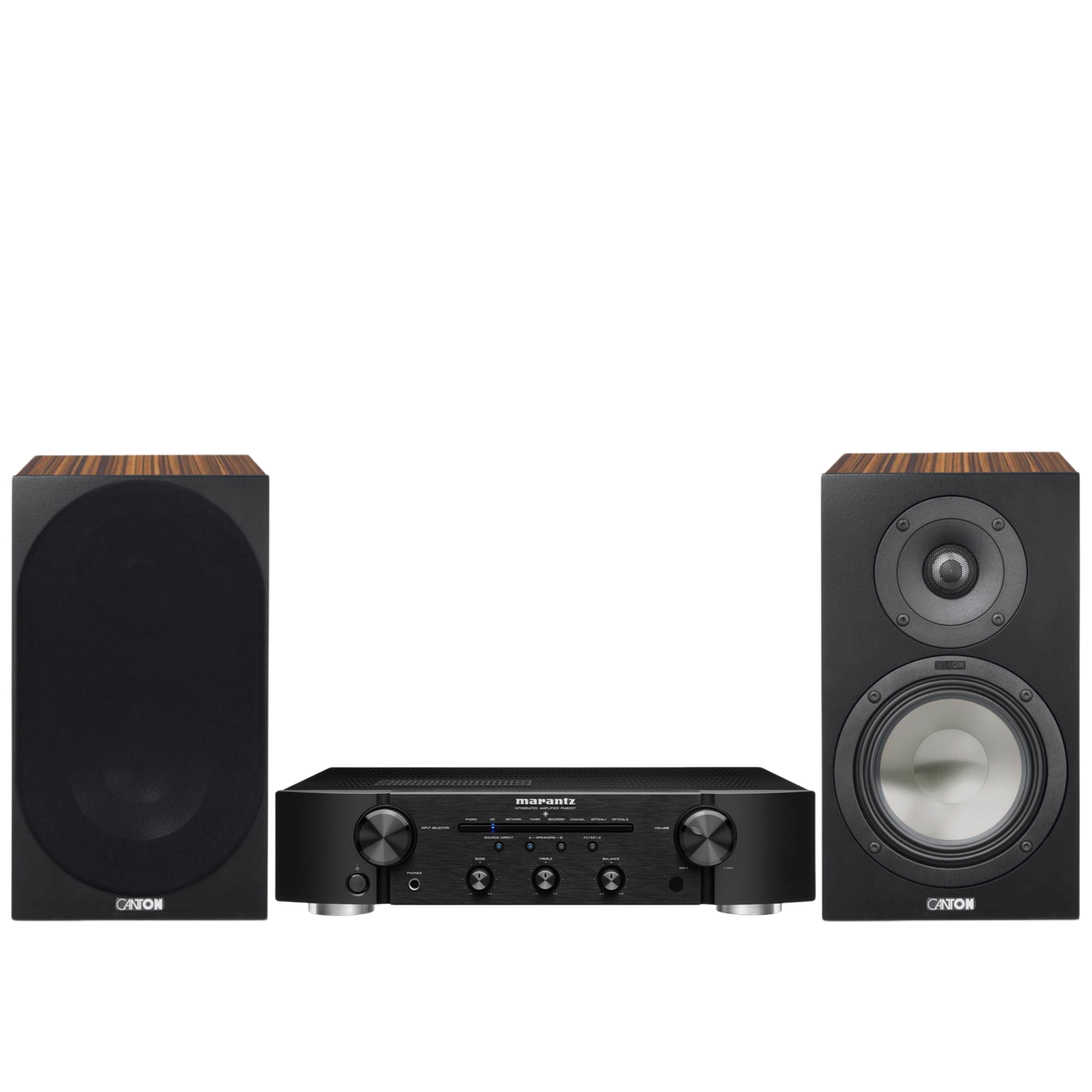 C полочной акустикой Canton GLE 20 Makassar + Marantz PM6007 Black