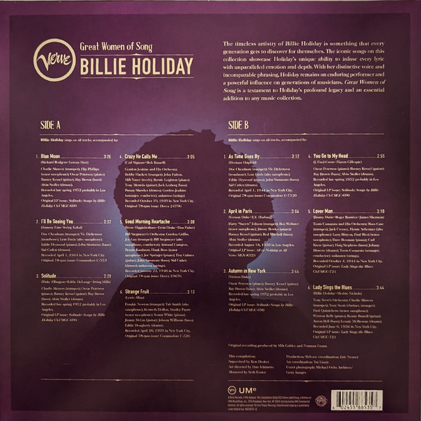 Джаз Universal (Aus) Holiday, Billie - Great Women Of Song (Black Vinyl LP) - фото 2