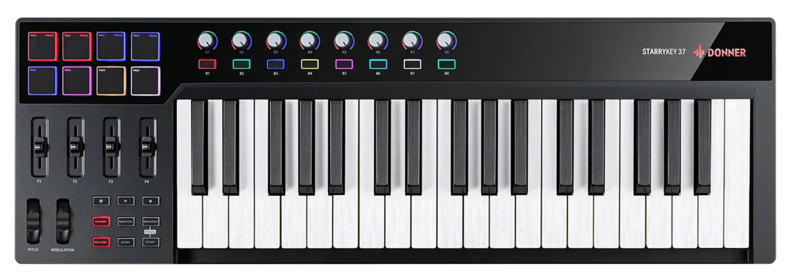 MIDI клавиатуры Donner D-37 контроллер midi клавиатуры worlde panda с 25 клавишами и midi контроллер drum pad