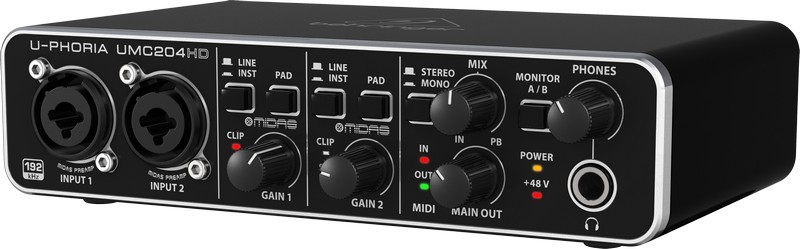 Аудиоинтерфейсы для домашней студии Behringer UMC204HD многофункциональная живая звуковая карта для пения прямой трансляции записи голоса и музыки