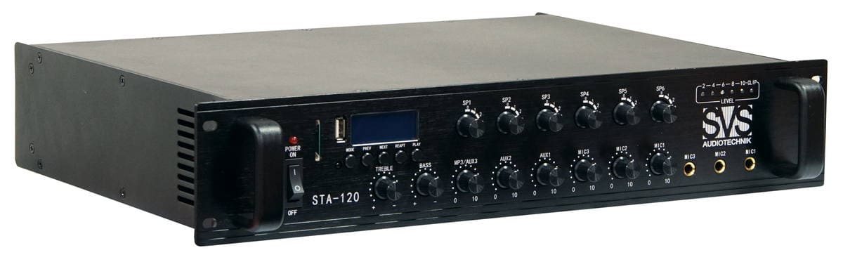 100В усилители SVS Audiotechnik STA-120 трансляционный микшер усилитель svs audiotechnik sta 60 мощность 60 вт