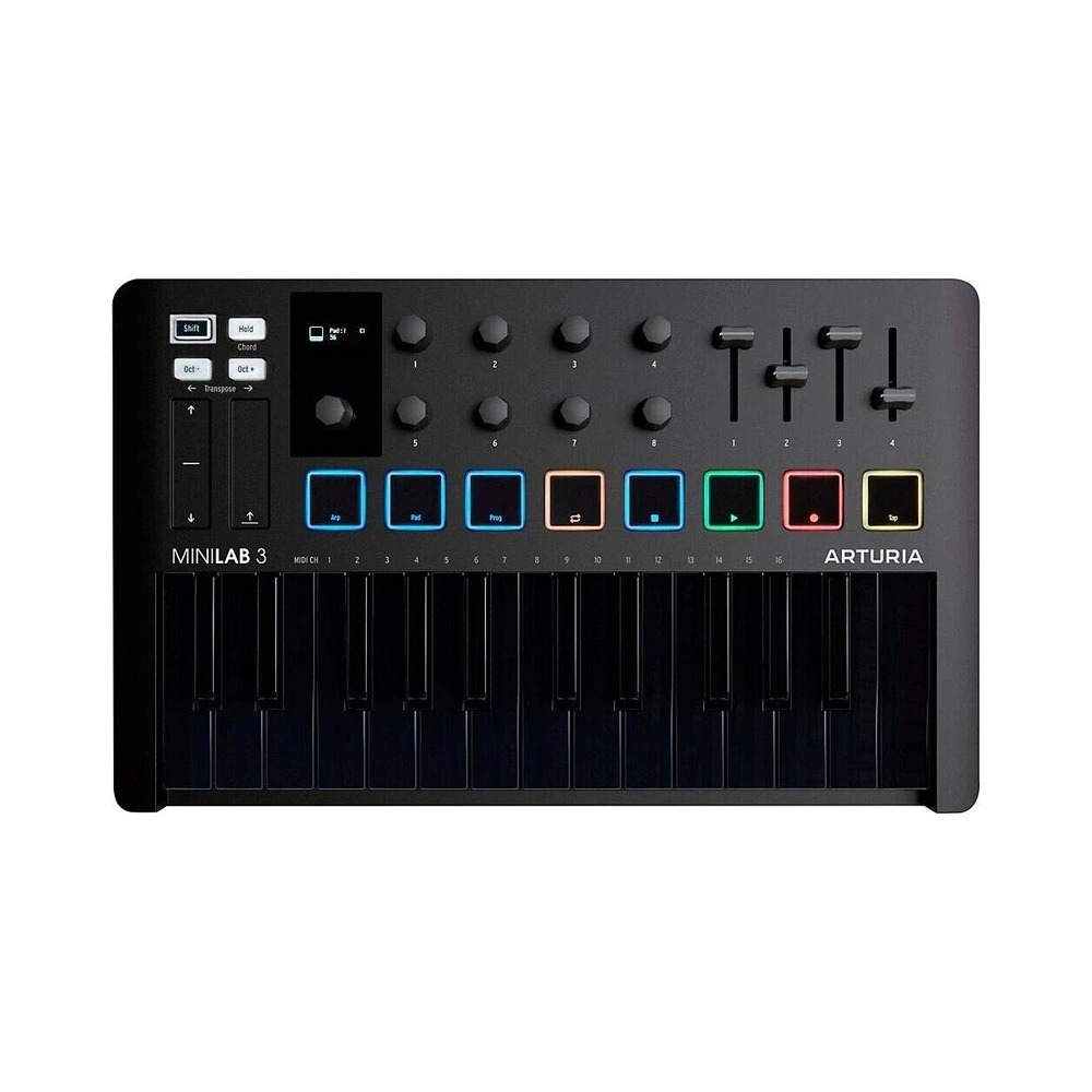 MIDI клавиатуры Arturia MiniLAB 3 Deep Black портативный кремния 61 ключи roll up пианино электронные midi клавиатура со встроенным громкоговоритель