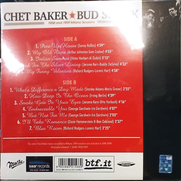 Джаз Universal US Chet Baker; Shank, Bud - 1958 And 1959 Milano Sessions (Black Vinyl LP) - фото 2