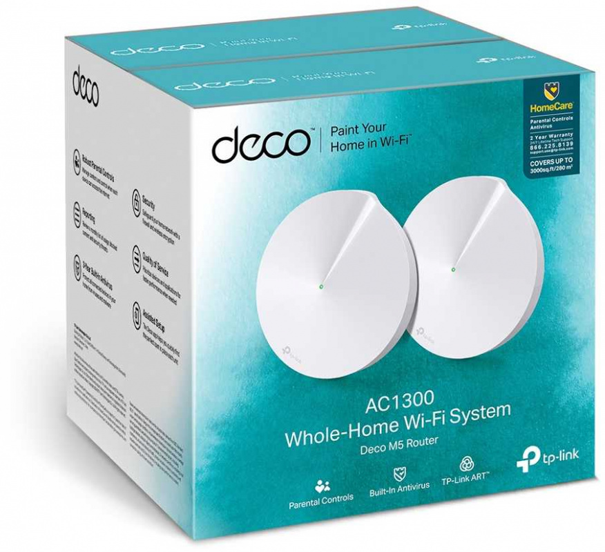 Роутеры TP-LINK Deco M5 (DECO M5(2-PACK)) AC1300 10/100/1000BASE-TX White (упак.:2шт), цвет белый - фото 8