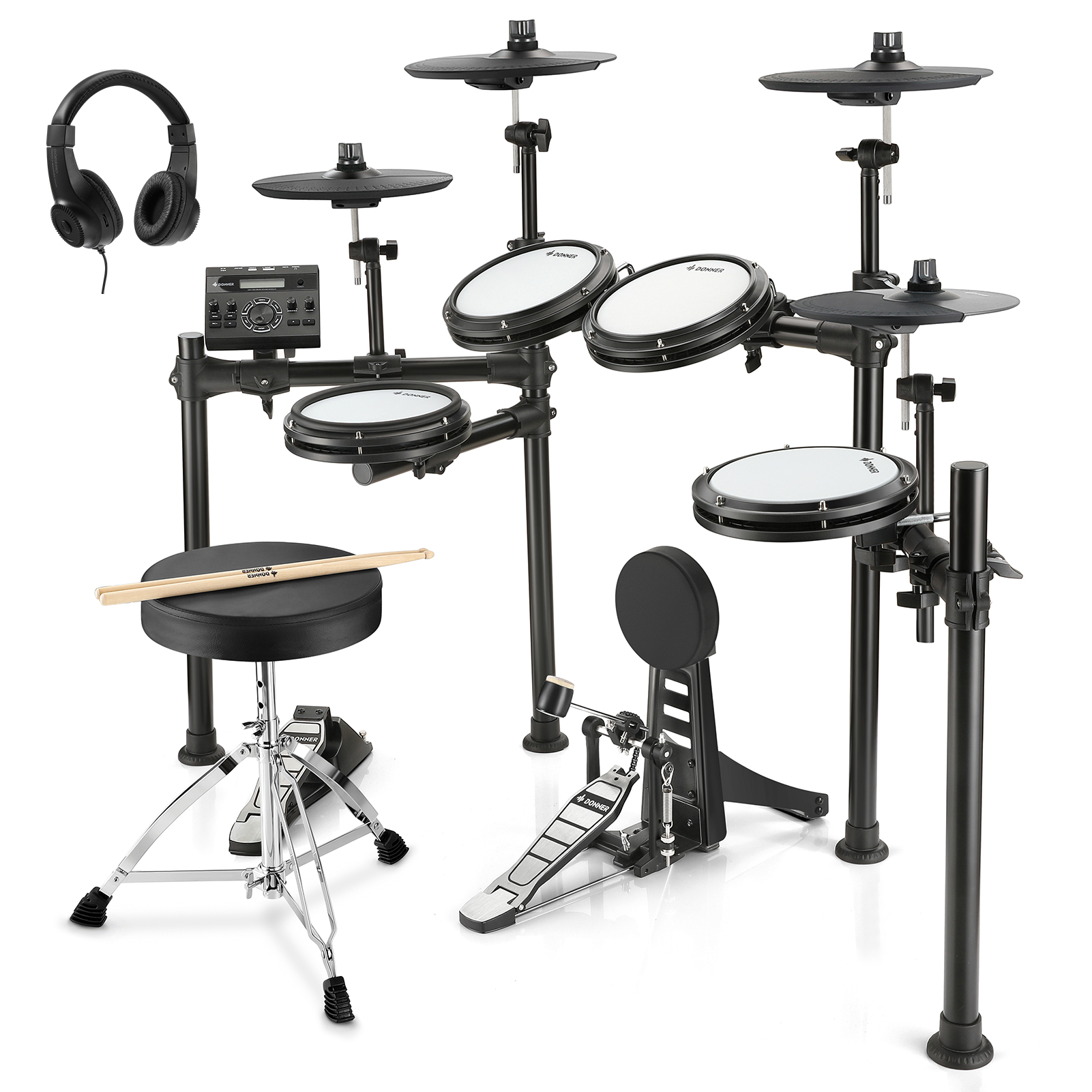 Электронные ударные установки Donner DED-200 5 Drums 4 Cymbals (в комплекте аксессуары)