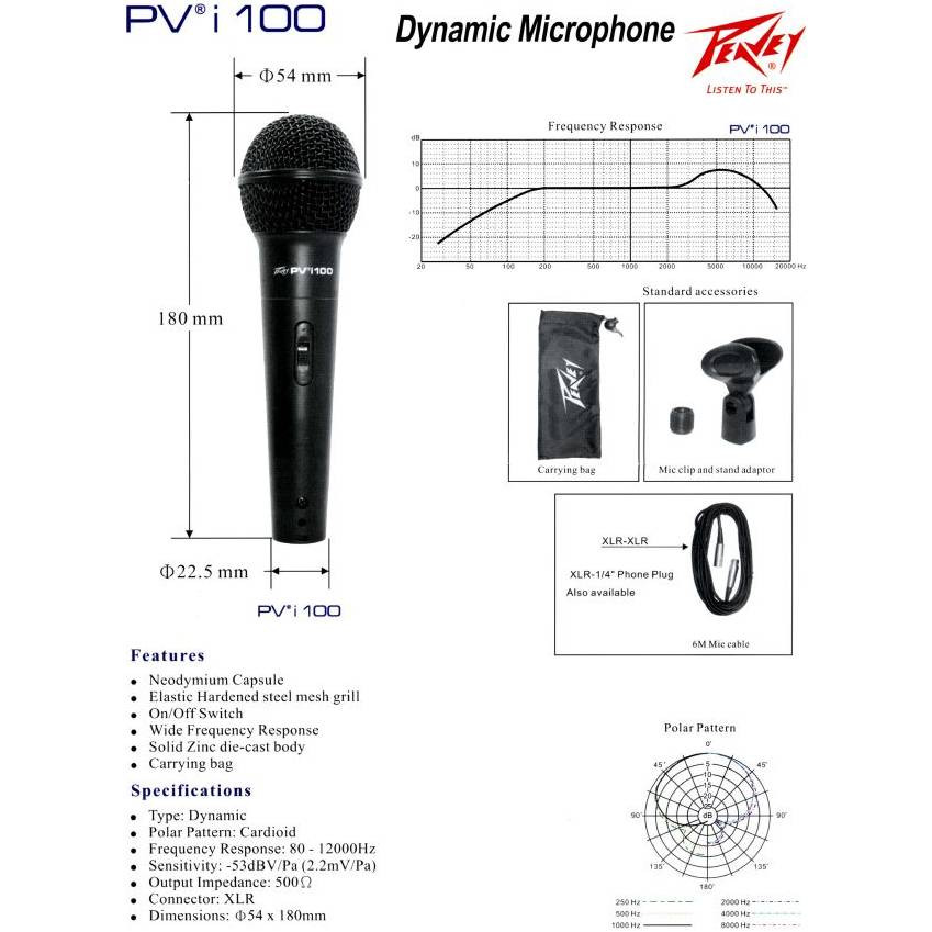 Ручные микрофоны Peavey PVi 100 XLR - фото 6