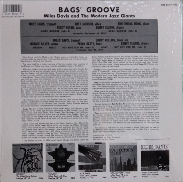 Джаз Warner Music Miles Davis - Bags' Groove (Original Jazz Classics) (Black Vinyl LP) - фото 2