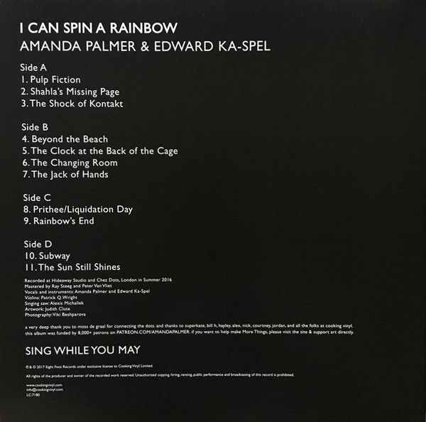 Электроника IAO Amanda Palmer; Ka-Spel, Edward - I Can Spin A Rainbow (Black Vinyl 2LP) - фото 7