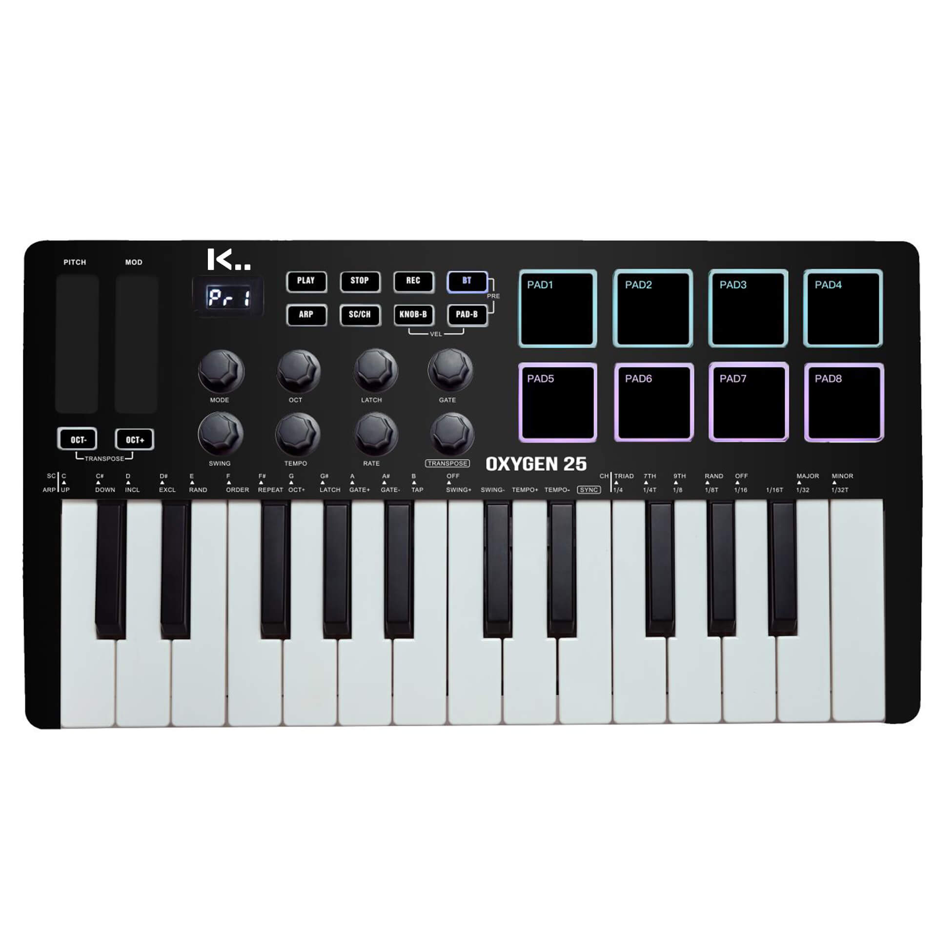 MIDI клавиатуры Koobic OxyGen 25 worlde ультра портативный мини профессиональные 25 ключ usb midi барабан колодки и контроллер клавиатуры