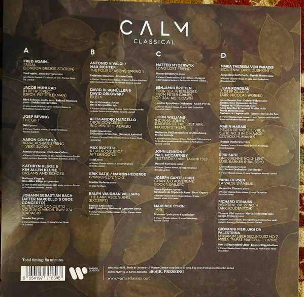 Классика Warner Music Various Artists - Calm Classical (Black Vinyl 2LP) - фото 2