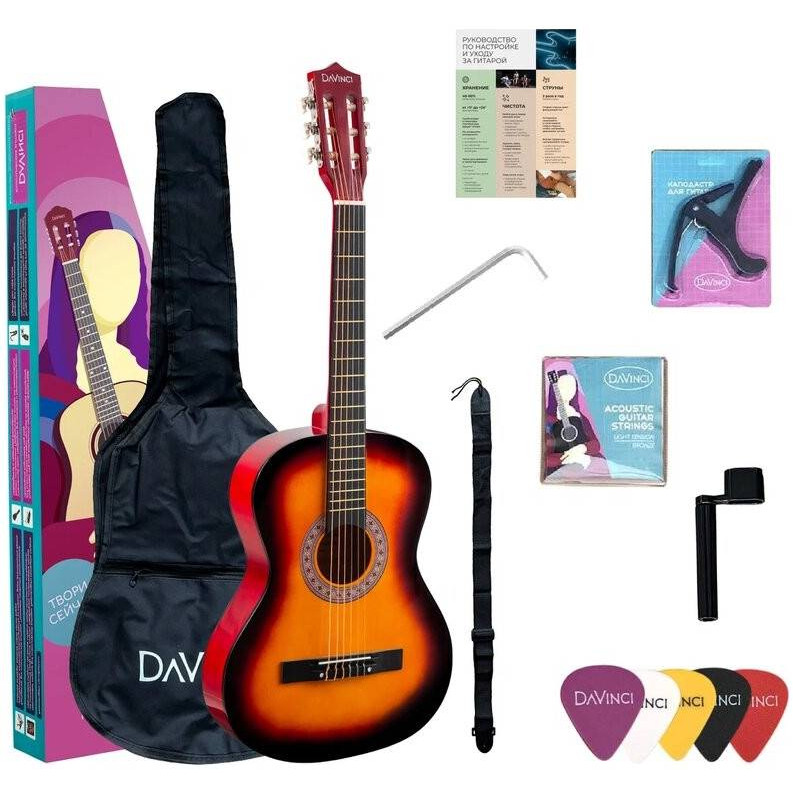 Классические гитары DAVINCI DC-50A SB PACK набор 6шт красочные гитара патч кабели под углом для педали гитары эффект