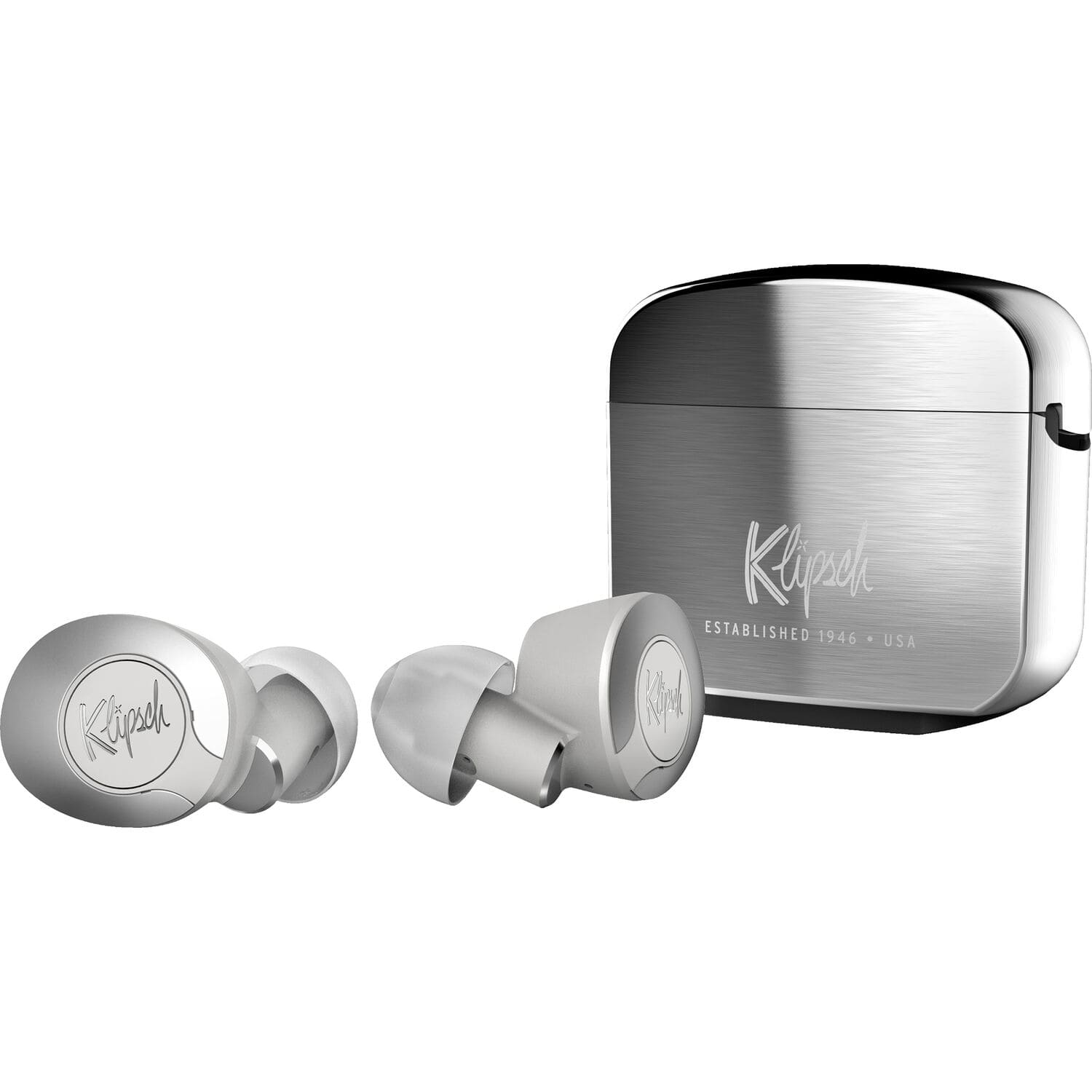 Беспроводные наушники Klipsch T5 II TW ANC Silver in ухо слуховая помощь axon k 83 усилитель звука мягкие затычки для ушей личного здравоохранения