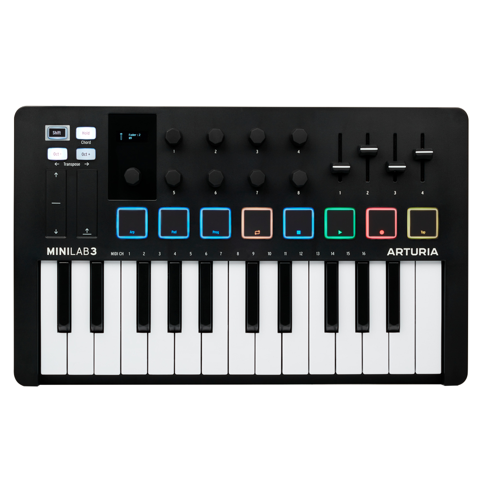 MIDI клавиатуры Arturia MiniLAB 3 Black Edition midi музыкальные системы интерфейсы контроллеры behringer x touch mini