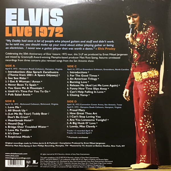 Рок-н-ролл RCA PRESLEY ELVIS - Elvis Live 1972 (2LP) - фото 9