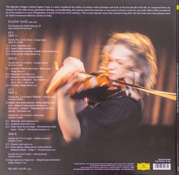 Классика Universal (Aus) Hahn, Hilary - Ysaye: Six Sonatas For Violin Solo Op. 27 (180 Gram Black Vinyl 2LP)\ - фото 6