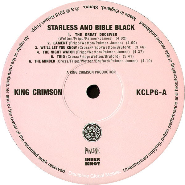 Рок Discipline Global Mobile King Crimson — STARLESS & BIBLE BLACK (200 GR. VINYL) (LP) - фото 6