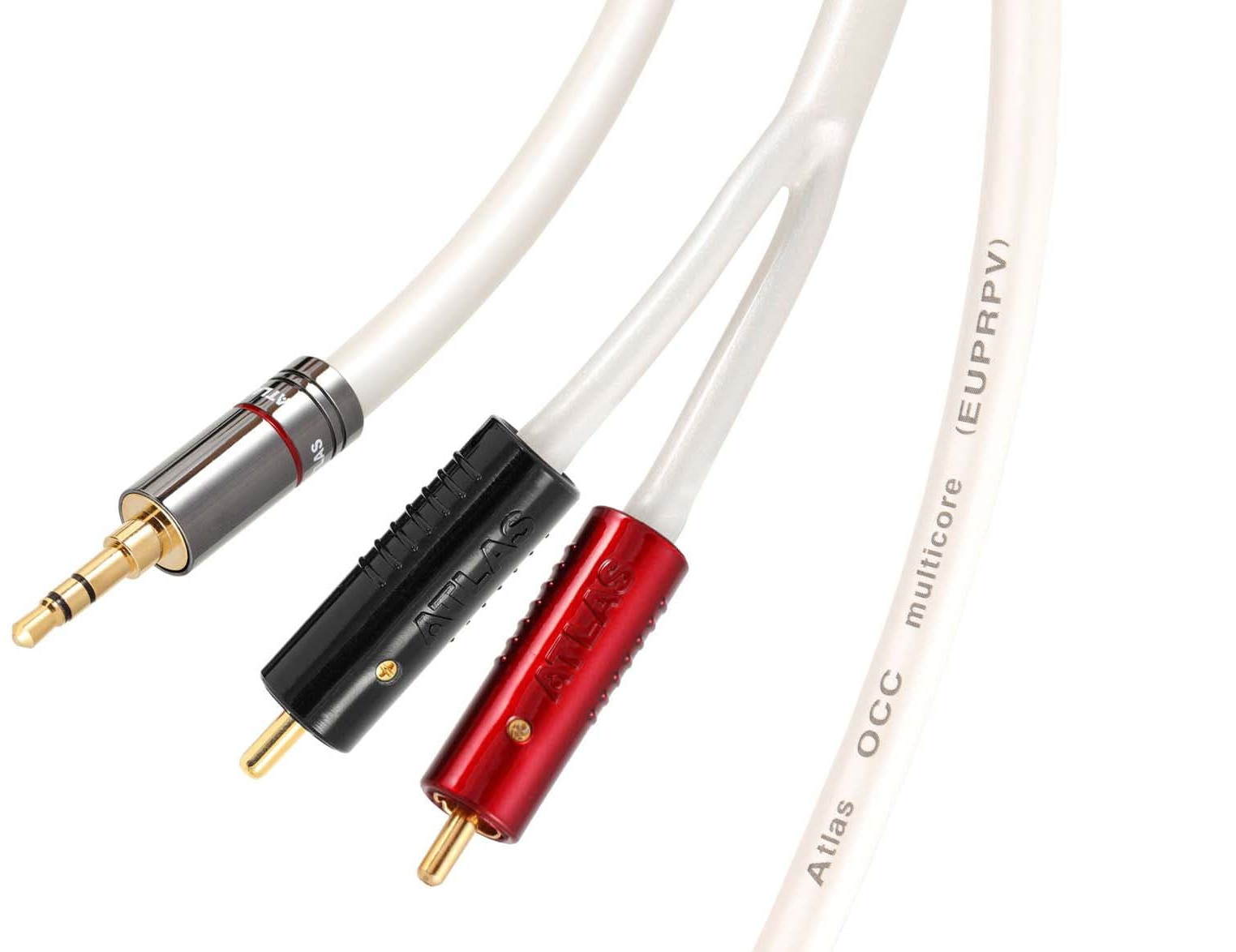 кабели для наушников atlas zeno metik 6 3mm push pull 1 2 1 50m Кабели межблочные аудио Atlas Equator Metik 3.5 - Achromatic RCA 1:2 - 1.00m
