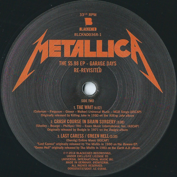 Рок UMC/Mercury UK Metallica, The $5.98 E.P. - Garage Days Re-Revisited (Remastered 2018) - фото 6