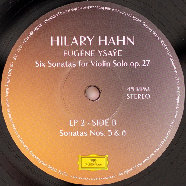 Классика Universal (Aus) Hahn, Hilary - Ysaye: Six Sonatas For Violin Solo Op. 27 (180 Gram Black Vinyl 2LP)\ - фото 7