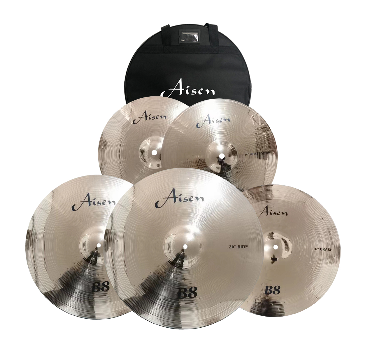 Тарелки, барабаны для ударных установок AISEN B8 CYMBAL PACK (14,16,18,20) тарелки барабаны для ударных установок sabian 21 hhx raw bell dry ride