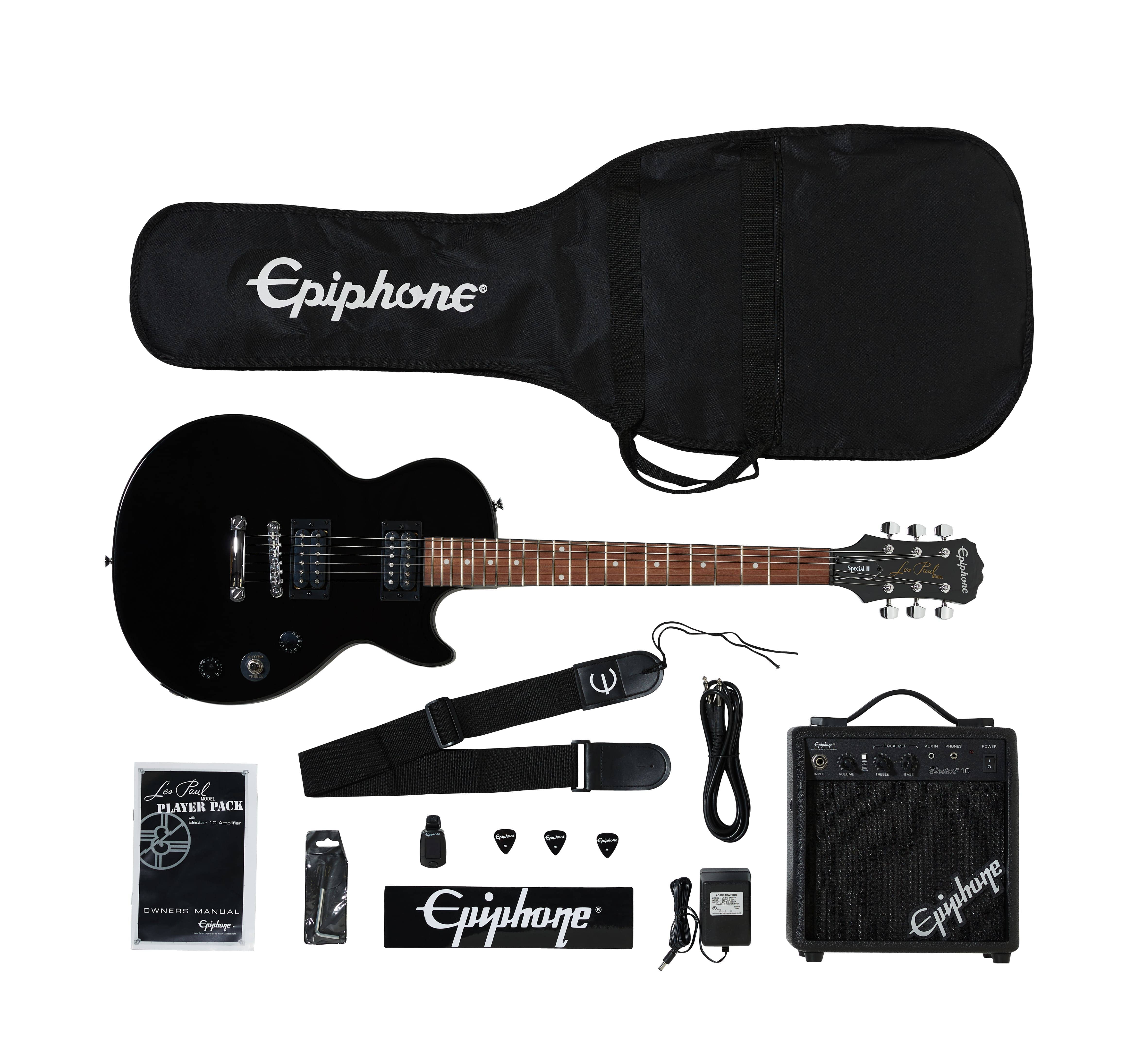 Электрогитары Epiphone Les Paul Electric Guitar Player Pack Ebony