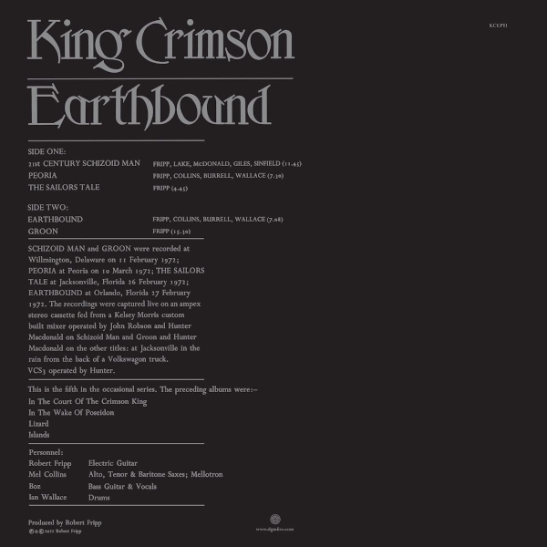 Рок Discipline Global Mobile King Crimson - Earthbound (Black Vinyl LP) - фото 4