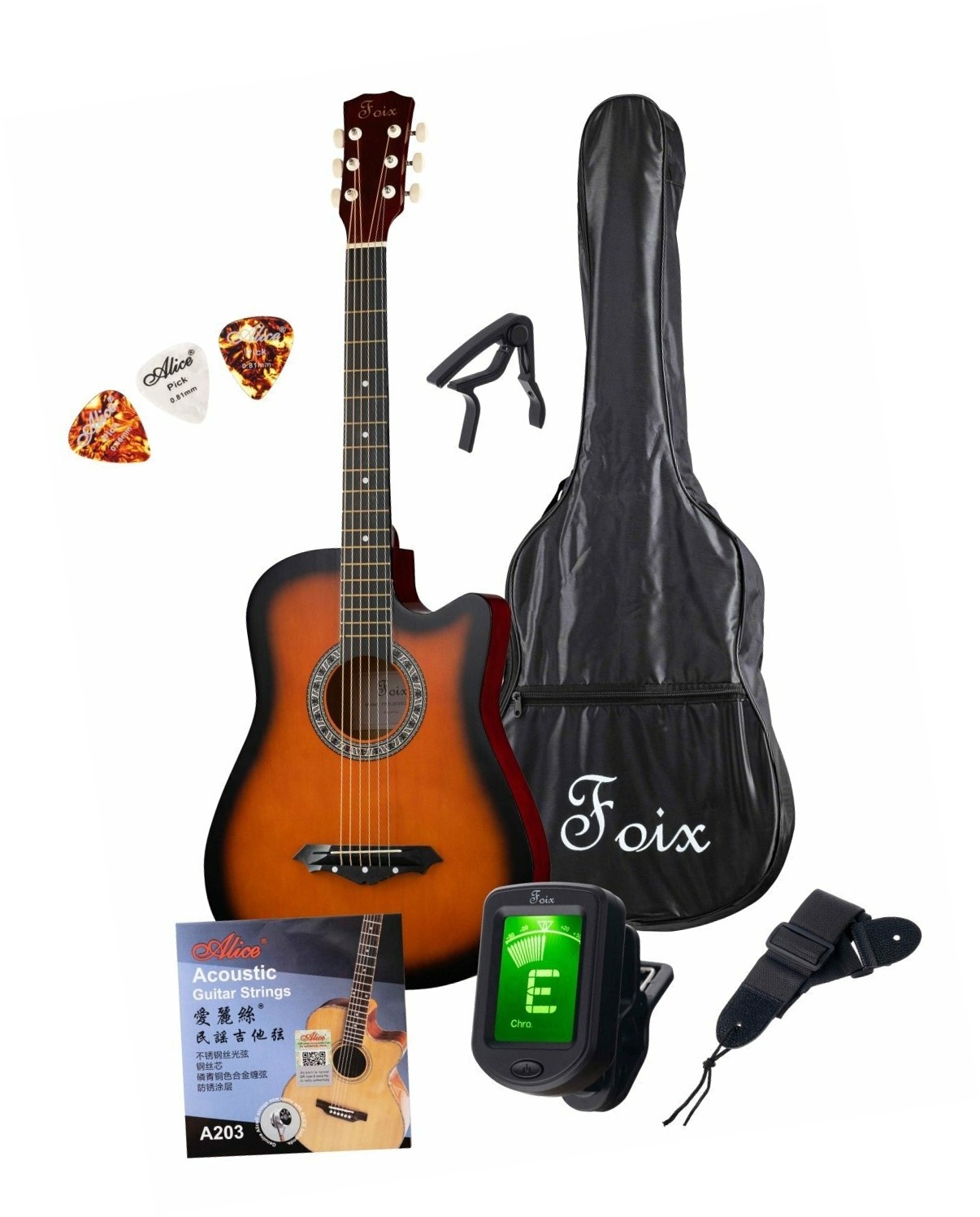 Акустические гитары Foix FFG-2038CAP-SB (аксессуары в комплекте) акустические гитары foix ffg 2038cap na аксессуары в комплекте
