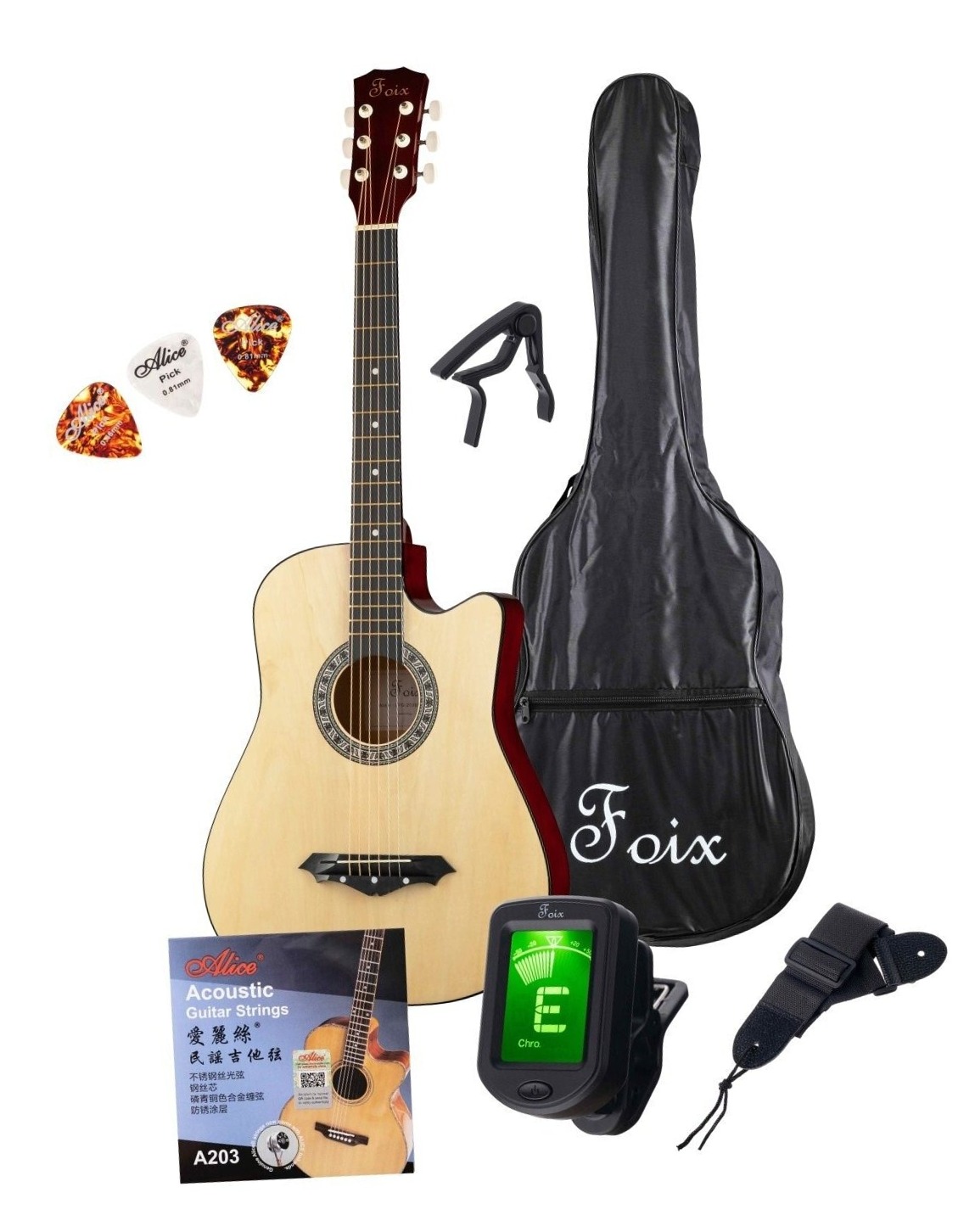 Акустические гитары Foix FFG-2038CAP-NA (аксессуары в комплекте)