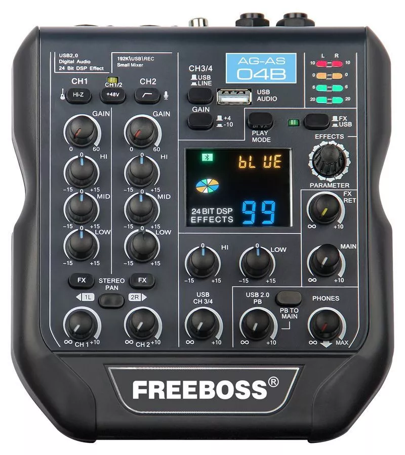 Микшерные пульты аналоговые FreeBoss AG-AS04B звуковая карта mobicent v8 ii mcfis019077
