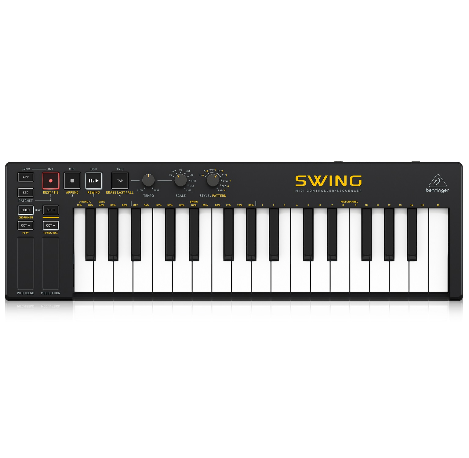 MIDI клавиатуры Behringer SWING worlde orca pad64 портативный usb midi контроллер для ударных