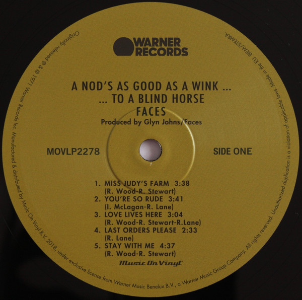 Рок IAO Faces - A Nod Is As Good As A Wink To ... Blind Horse (Black Vinyl LP) - фото 4