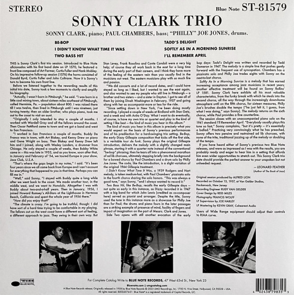 Джаз Universal (Aus) Clark, Sonny - Trio (Tone Poet) (180 Gram Black Vinyl LP) - фото 7